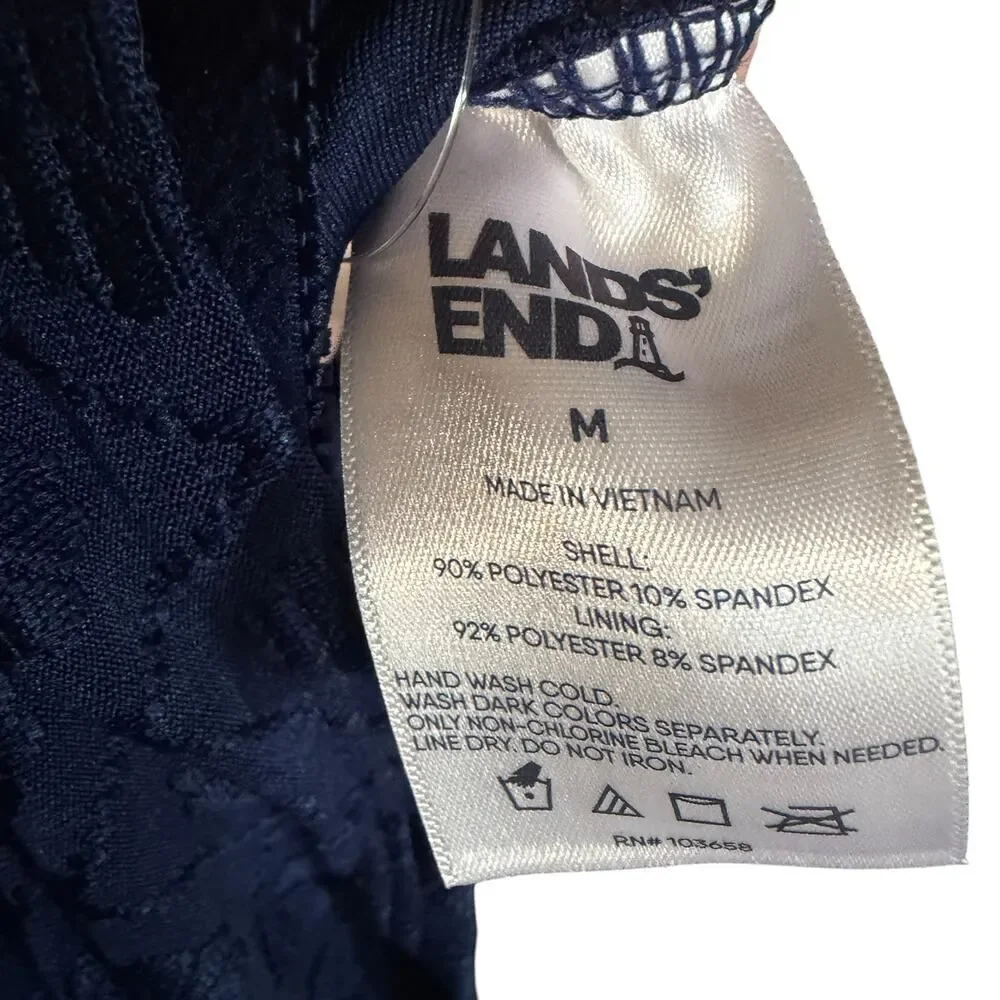 Lands End Women's Shirred Jacquard Full Coverage Swim Dress Size Medium